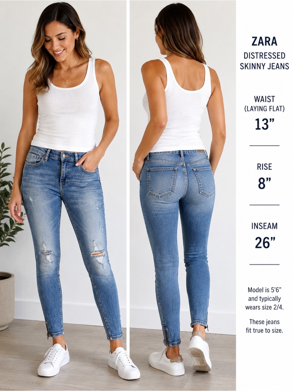 Zara Light Blue Distressed Skinny Jeans